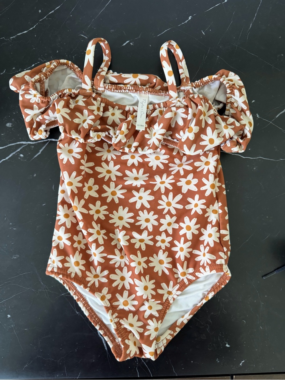 Rylee + Cru Brown Daisy One-Piece Swimsuit